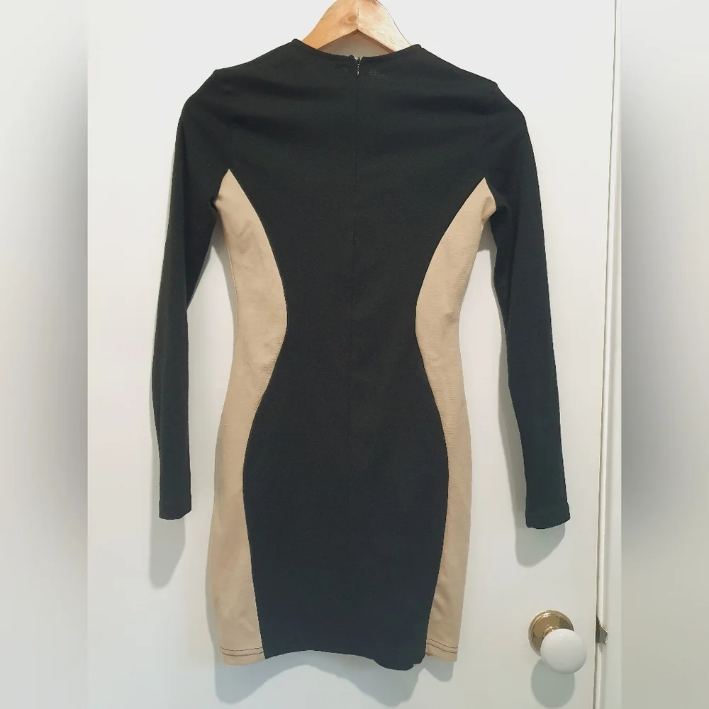 Lookbook Store size 6 beige/black bodycon illusion dress NWT - Picture 5 of 5